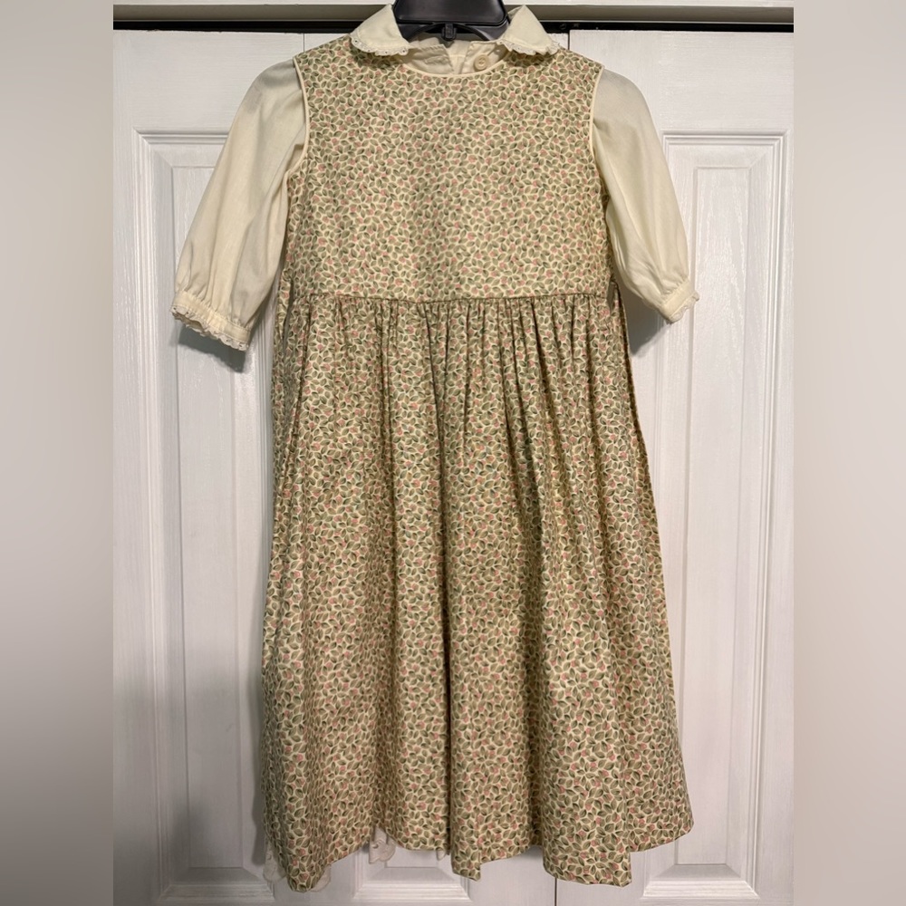 Vintage Floral Dress with Cream Accents